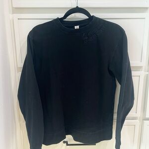 Embroidered Black Crewneck